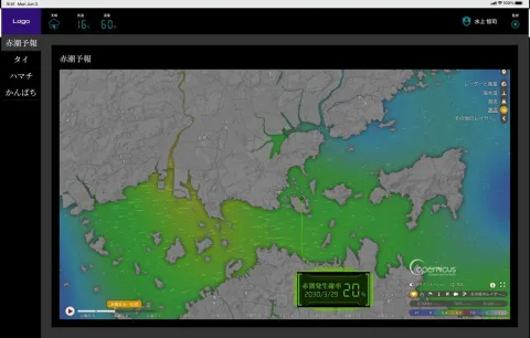赤潮発生前の赤潮予測モデルの画面