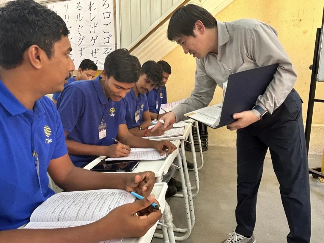 インドの技能訓練校の日本語の授業の様子