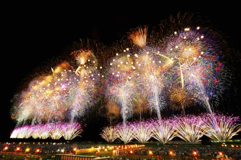 長岡まつり大花火大会の復興祈願花火フェニックスの様子